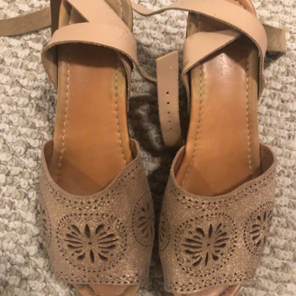 Anthropologie leather wedge sandals